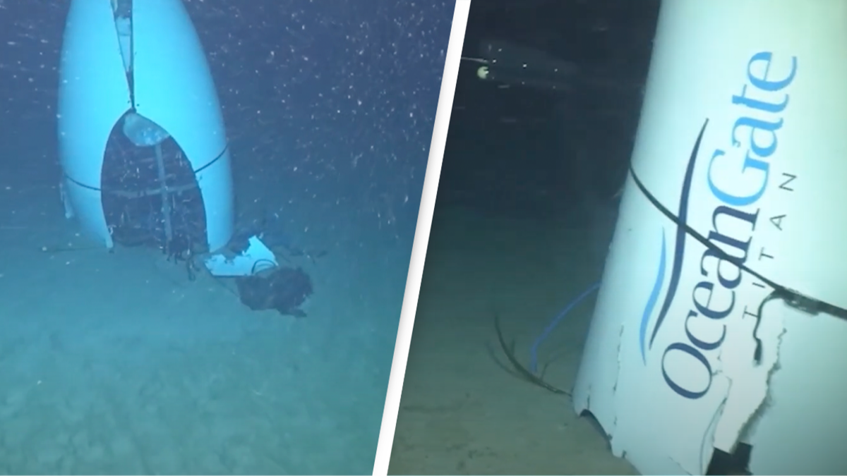 'Haunting' first footage of imploded Titan submersible wreckage ...