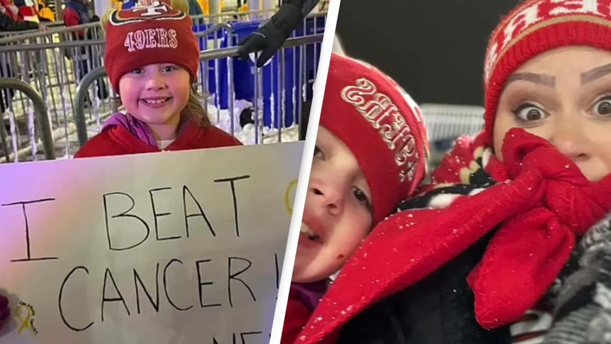 Drunk fans push girl, 8, with 'I beat cancer' sign down stairs at her first NFL game, mom claims