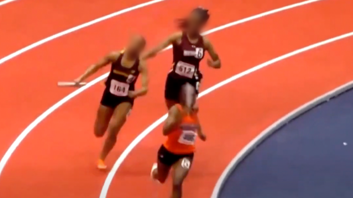 Horrifying footage shows moment runner is attacked with baton by opponent during major race