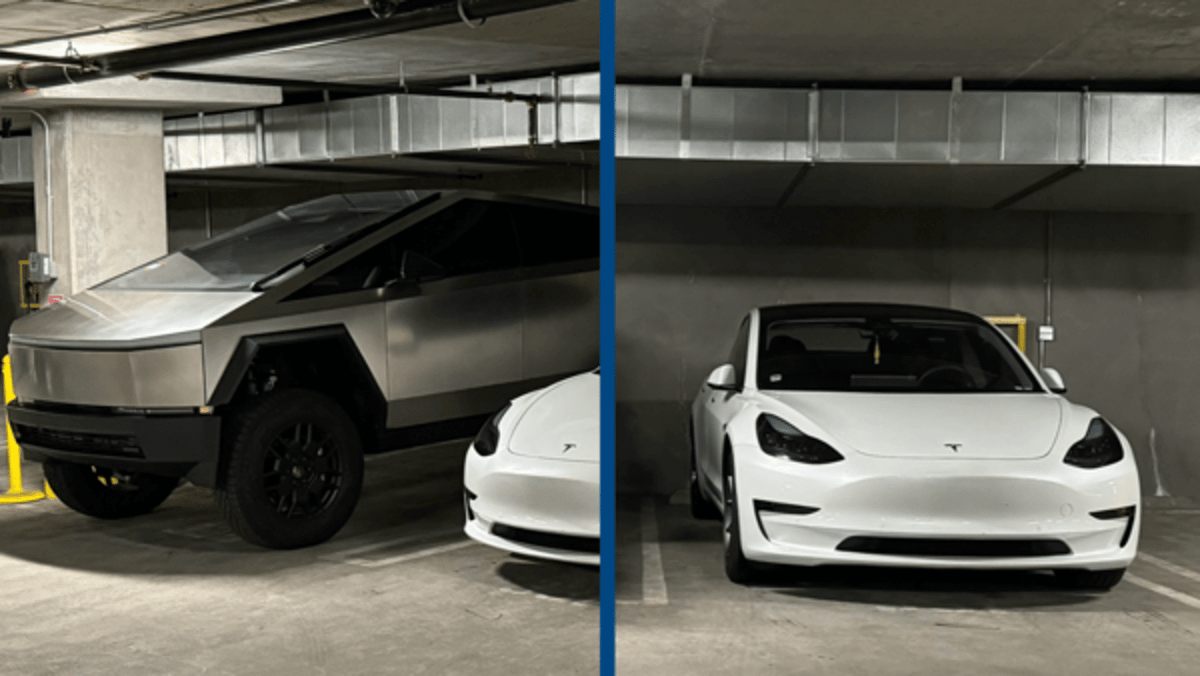 'Wild' photo of Cybertruck next to Tesla model 3 on Reddit