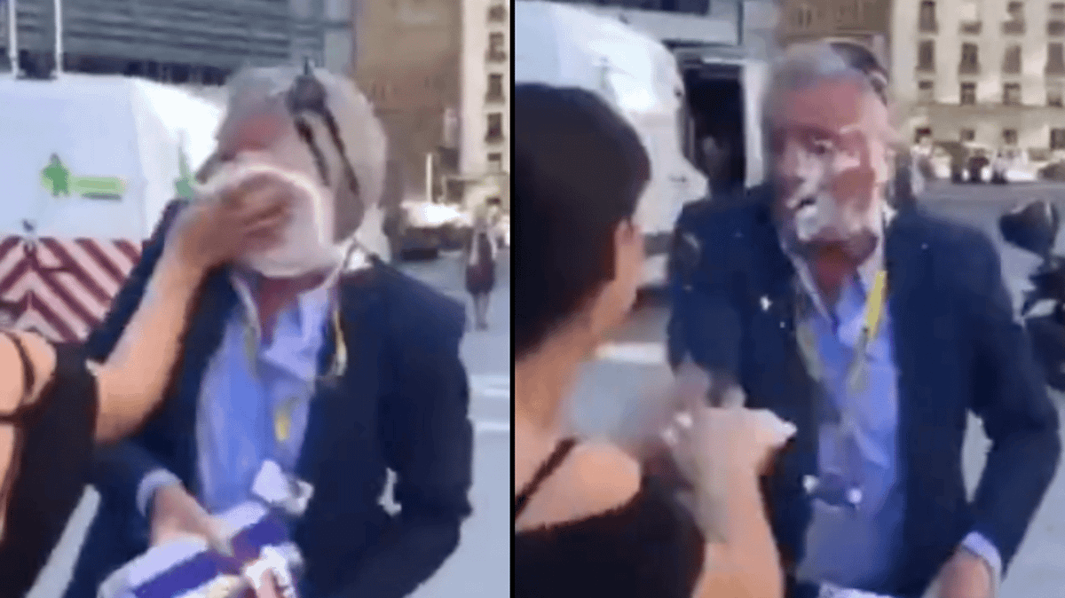 Ryanair boss Michael O'Leary pied in the face just moments before press ...