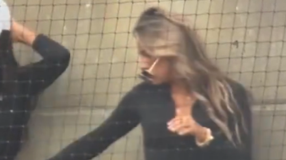 People left stunned after woman appears to take photo of her bum during baseball game on live TV