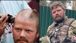 在乌克兰去世的英国战斗机剃光了头，以减轻癌症的担忧