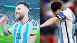 当阿根廷赢得世界杯时，莱昂内尔·梅西（Lionel Messi）流泪