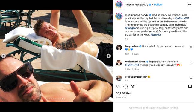 McGuinness在Instagram上分享了Flintoff的更新。学分：Instagram/Paddy McGuinness