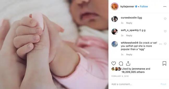 凯莉（Kylie）的照片成为Instagram上第二个最受欢迎的帖子。学分：Kylie Jenner/Instagram