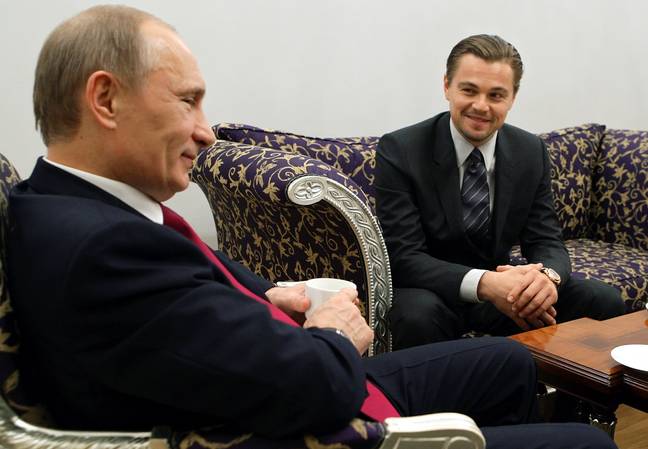 Russian President Vladimir Putin and actor Leonardo DiCaprio. (Getty Images)