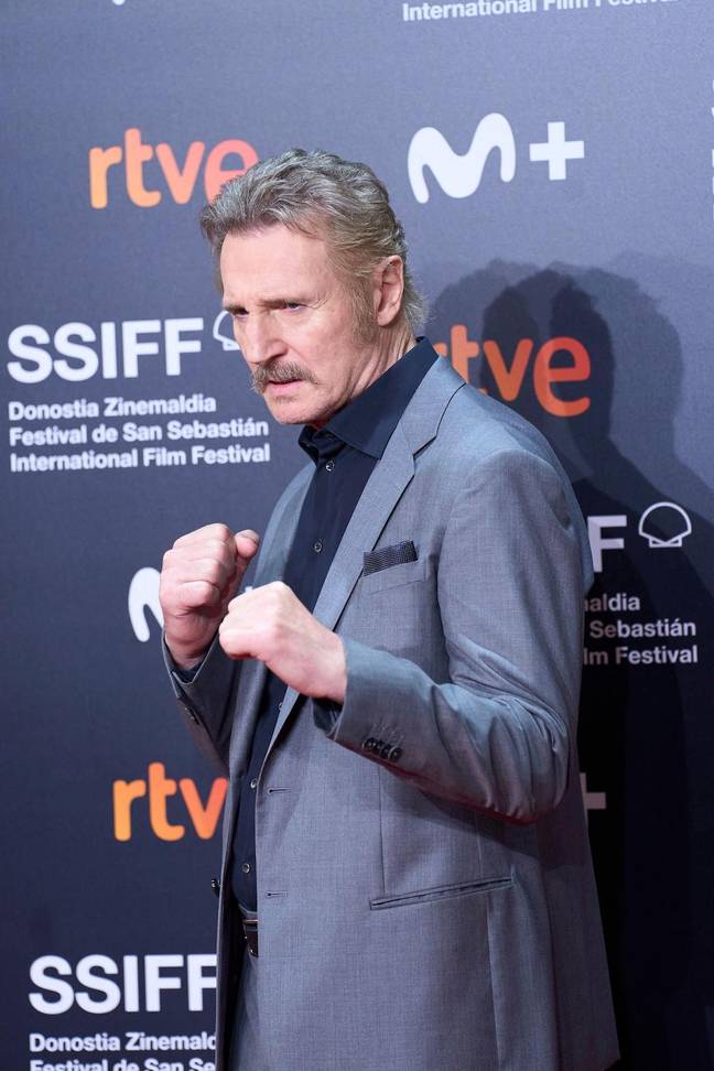 利亚姆·尼森（Liam Neeson）拉了一些口头拳。图片来源：Abaca Press/Alamy Stock Photo