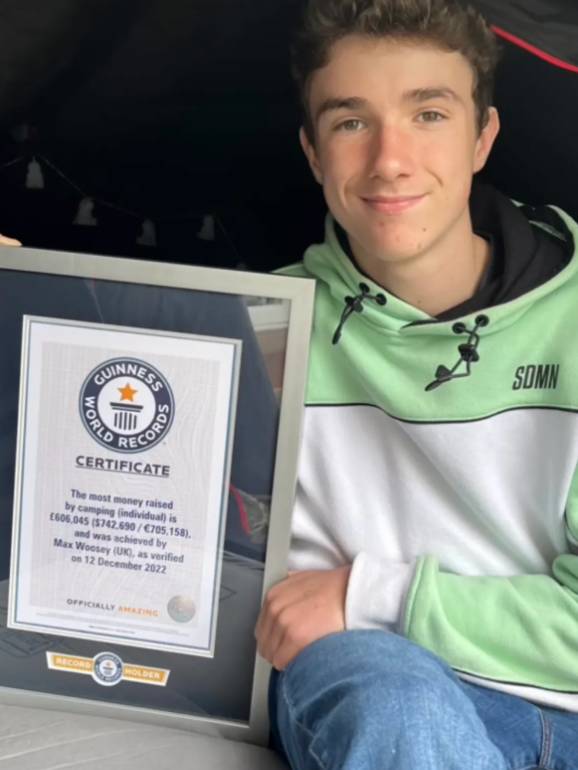 麦克斯（Max）打破了吉尼斯（Guinness）的世界纪录，露营筹集的最多钱。图片来源：Instagram/ @the_boy_in_the_tent