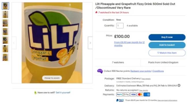 如果您感觉不明智，想分配100英镑，那么eBay上有一大瓶Lilt。信用：eBay