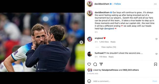 贝克汉姆对英格兰队长充满赞誉。学分：Instagram/David Beckham