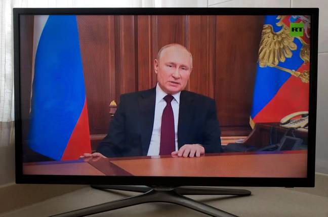 弗拉基米尔·普京（Vladimir Putin）在电视讲话中宣布了“部分动员”。学分：Frank Nowikowski/Alamy Stock Photo