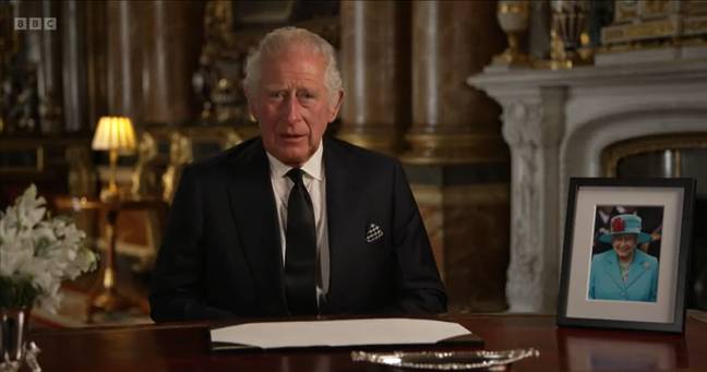 查尔斯国王昨天（9月9日）首次将国家作为国家元首。学分：BBC/ Buckingham Palace/ YouTube