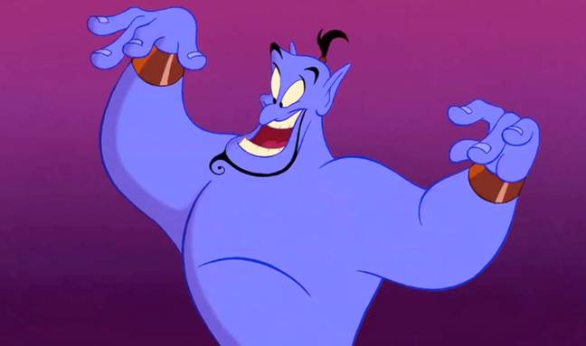 罗宾·威廉姆斯（Robin Williams）仅因在阿拉丁（Aladdin）担任精灵的角色而支付75,000美元，而不是800万美元。信用：沃尔特迪斯尼图片