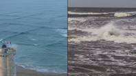 罕见的方波的镜头是如此危险，您应该立即从海中出来