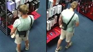警察正在狩猎男子，他被闭路电视捕获，从性商店偷走了“非常大”的假阳具