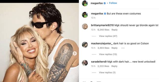 梅根·福克斯（Megan Fox）和MGK因其万圣节服装而受到批评。信用：Megan Foxinstagram