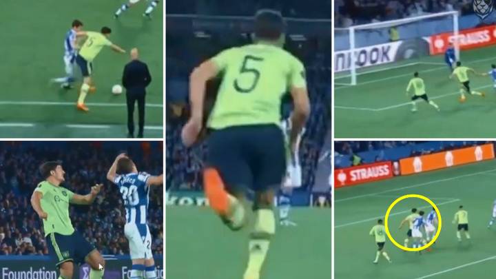 Harry Magυire's incredible highlights playing as a striker for Man United against Real Sociedad are here