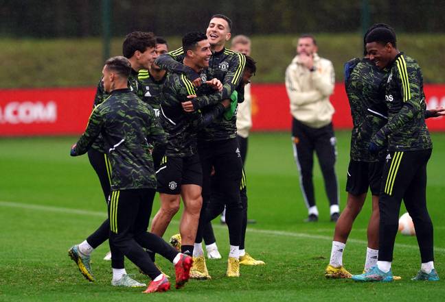 Ronaldo and his United teaммates in training. (Iмage Credit: Alaмy)