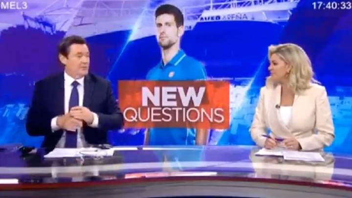 必威杯足球新闻节目主持人用相机召集了诺瓦克·德约科维奇（Novak Djokovic