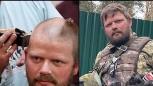 在乌克兰去世的英国战斗机剃光了头，以缓解癌症的烦恼