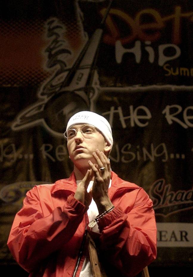 阿姆（Eminem）在2003年，在“杀死他”的车祸之前。学分：路透社/阿拉米股票照片