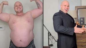 男人故意堆积45公斤，以证明减肥很容易