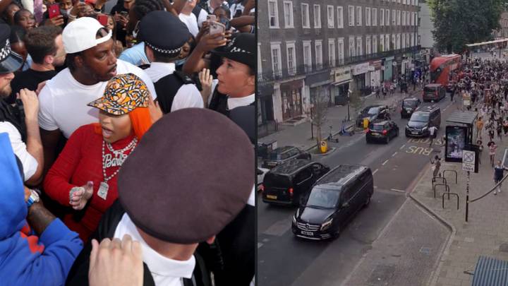 令人难以置信的镜头展示了成群的粉丝追逐尼克·米娜（Nicki Minaj）在伦敦的面包车