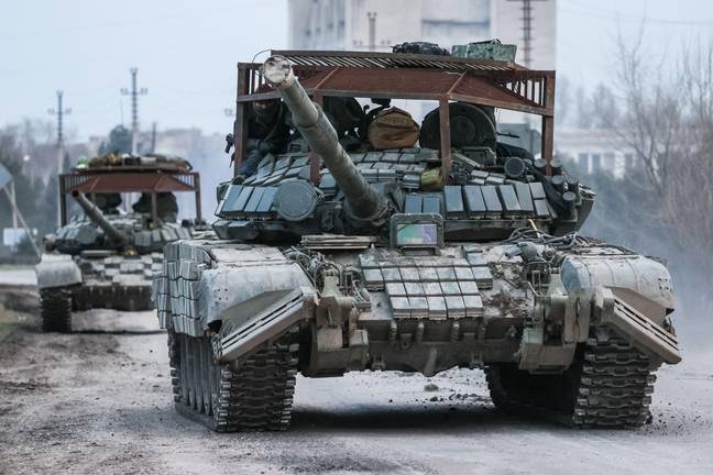 俄罗斯坦克进入了乌克兰。信用：Alamy