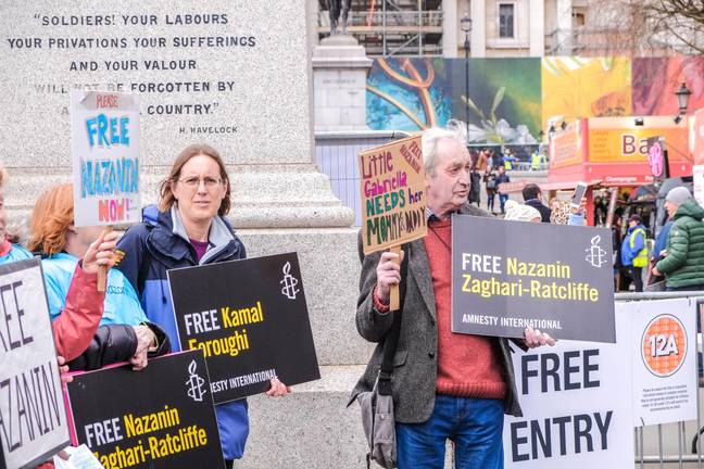 抗议支持纳粹·扎加里·拉特克利夫（Nazanin Zaghari-Ratcliffe）。信用：Alamy