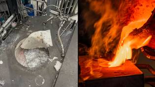 电工跌入工厂的720°C铝炉，生存
