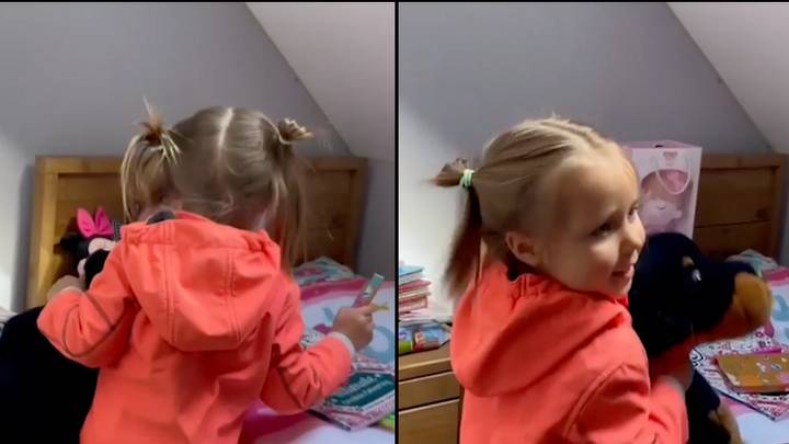 令人心动的时刻3岁的乌克兰难民在英国看到她的新房间和玩具
