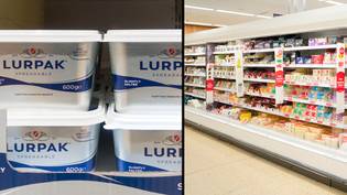 购物者惊呆了，因为黄油的价格在英国超市7英镑“loading=