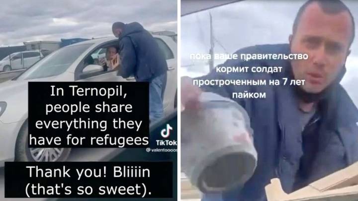男人在俄罗斯入侵中喂食乌克兰的难民喂食乌克兰时表现出“美丽的同情心”