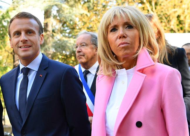 法国总统伊曼纽尔·马克龙（Emmanuel Macron）和妻子布里吉特（Brigitte）。图片来源：Abaca Press/Alamy Stock Photo