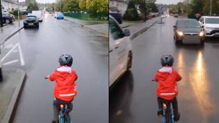 五岁的骑自行车在道路中间引起了巨大的辩论