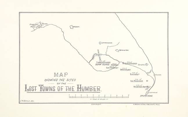 洪伯河口遗失的城镇的地图包括Ravenser Odd。信用：大英图书馆通过Flickr Commons