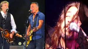 布鲁斯·斯普林斯汀（Bruce Springsteen）与戴夫·格罗尔（Dave Grohl）和保罗·麦卡特尼（Paul McCartney）一起登上舞台