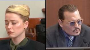 约翰尼·德普（Johnny Depp）在法庭上读出的明确文字时，琥珀·赫德（Amber Heard）似乎心烦意乱