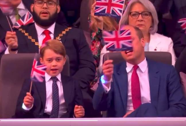 皇家父亲和儿子很高兴享受庆祝活动。学分：BBC
