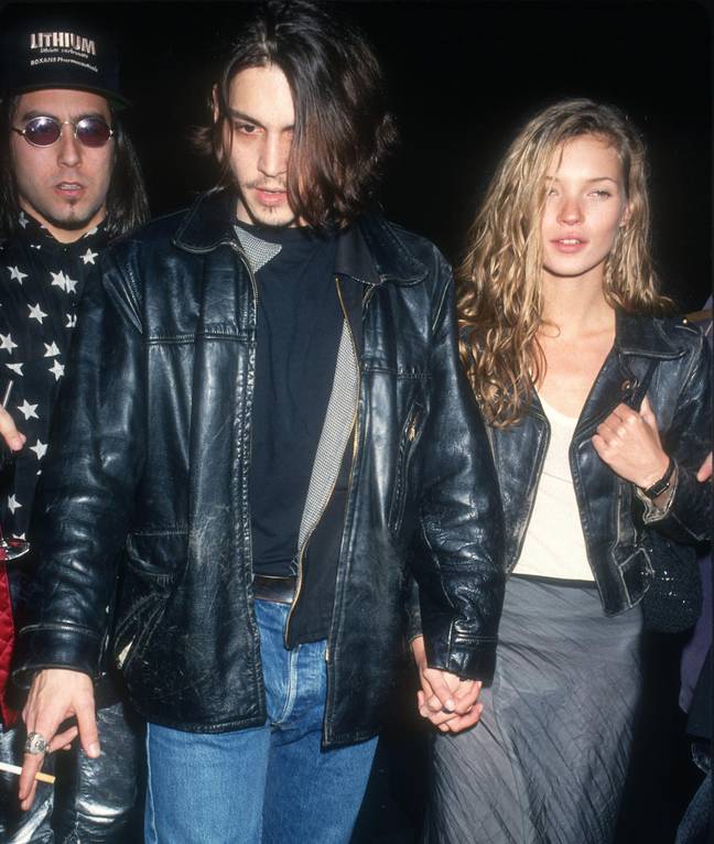 约翰尼·德普（Johnny Depp）和凯特·莫斯（Kate Moss）约会于90年代。信用：Alamy
