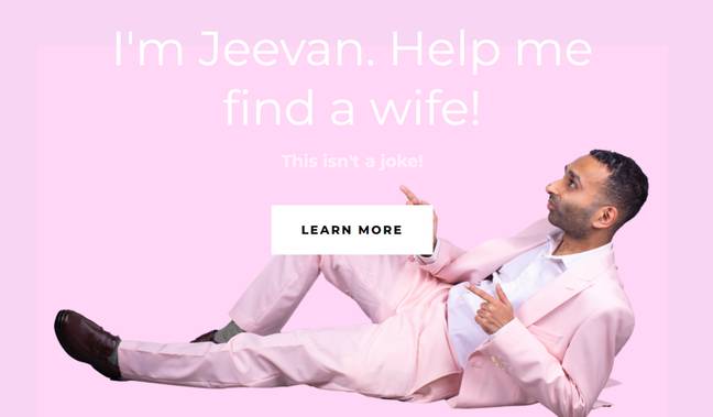 Jeevan Bhachu的网站旨在寻找妻子的竞选活动。（findjeevanawife.com）