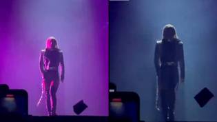 粉丝在音乐会期间向她扔东西后，受到“隐形”盾的保护Lady Gaga“loading=