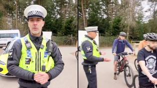 警察解释了为什么骑自行车的人应该成对骑而不是单个文件“loading=