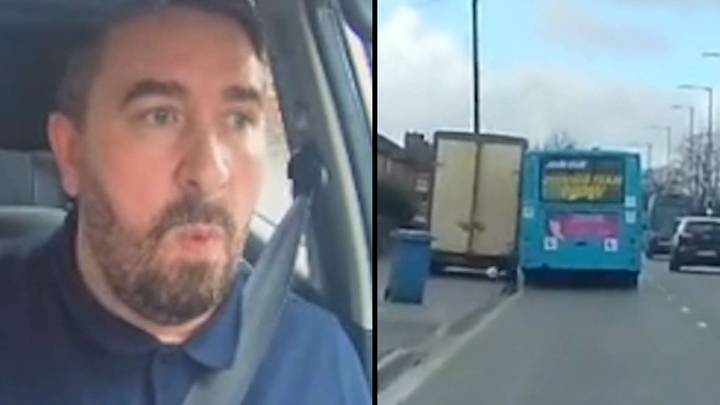 驾驶员捕获时刻的公交车司机以壮观的方式未能进行测试
