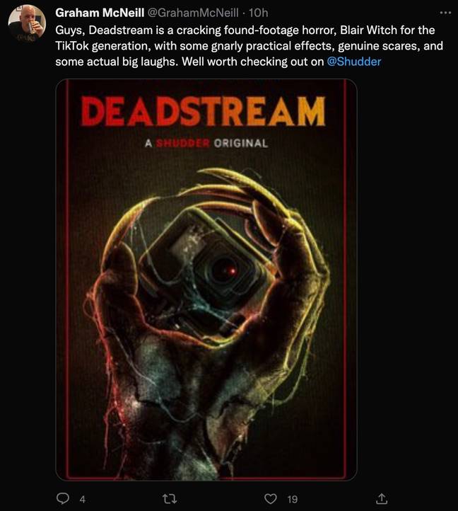 Deadstream受到恐怖专家的称赞。信用：Twitter