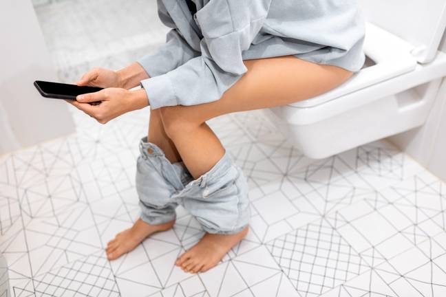 在厕所上发短信可能会导致健康问题。学分：Rosshelen社论 / Alamy Stock Photo