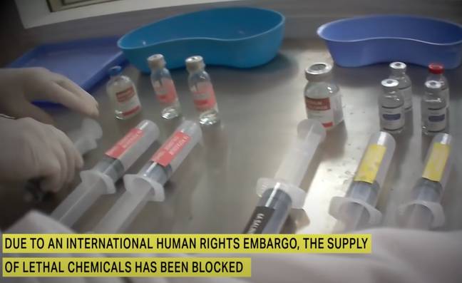 国际人权禁运已被致死化学物质的供应被阻塞。信用：死刑失败/ YouTube