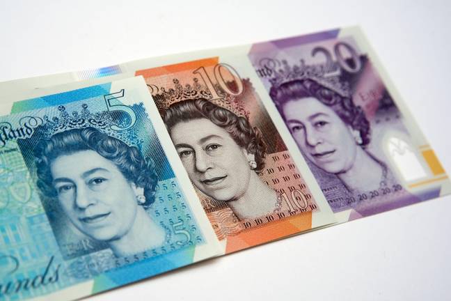 在英国钞票上出现的女王的肖像是从1990年开始的。信贷：Ascannio / Alamy Stock Photo
