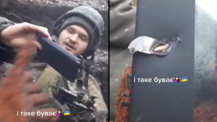 乌克兰士兵的智能手机停在战前子弹之后，乌克兰士兵的生命得到了拯救